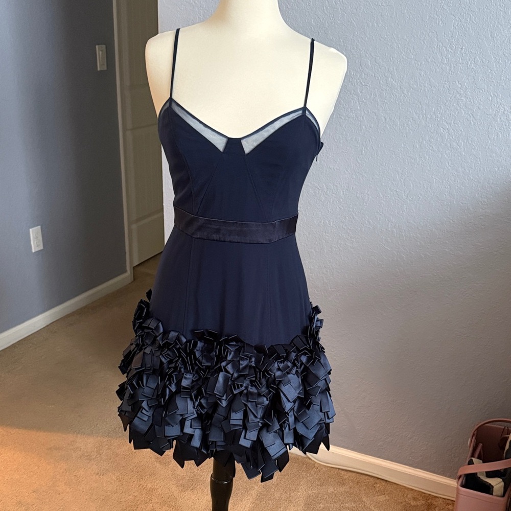 Elegant Navy Blue Ruffle Dress